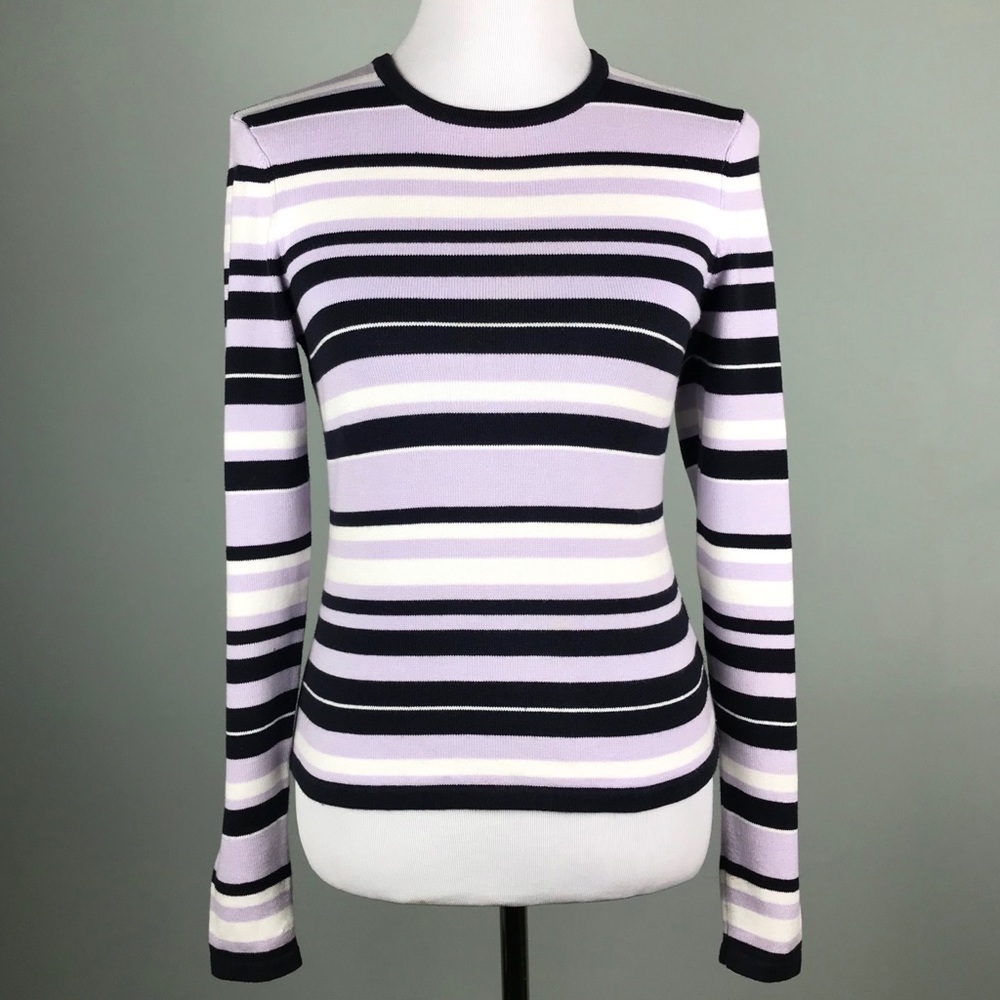 Michael Kors Purple Blue White Striped Sweater - Picture 1 of 6